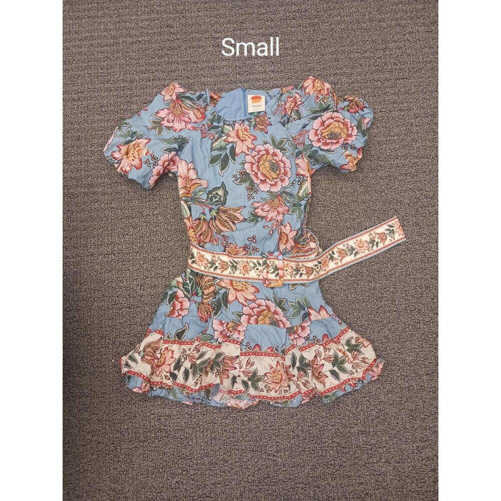 Farm Rio Floral Belted Puff Sleeve Mini Dress